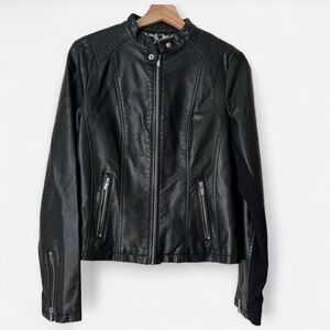 Black Rivet Women's Black Faux Leather Moto Jacket
